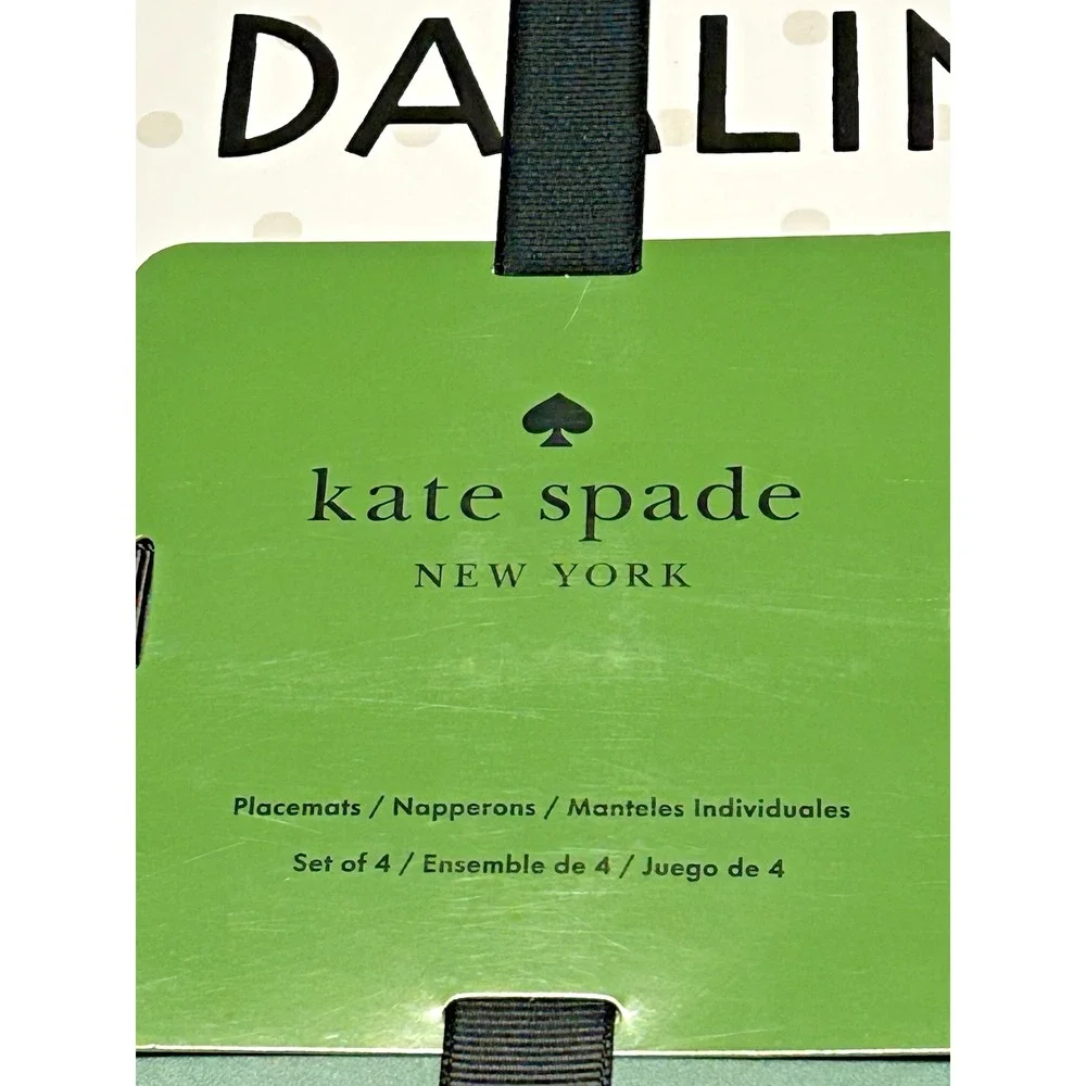 NWT 4 Designer Kate Spade CHEERS DARLING Polka Dots Green Festive Placemats‎